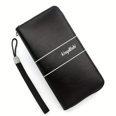 Men's Long Wallets Pu Leather Double layer Zipper Business Clutch Bag