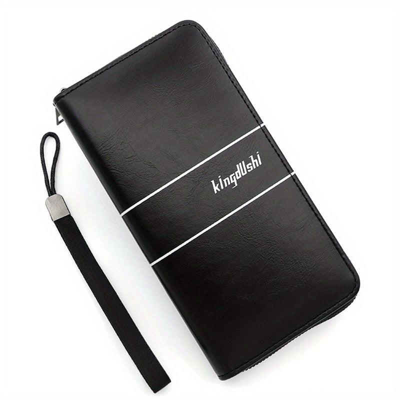Men's Long Wallets Pu Leather Double layer Zipper Business Clutch Bag