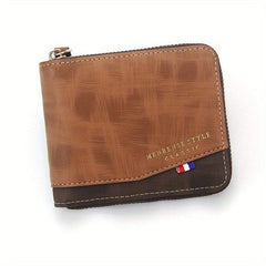 Men's Classic Vintage Zipper Short Wallets Slim Coin Pocket