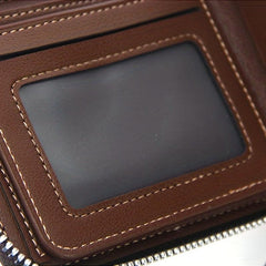 Men's Classic Vintage Zipper Short Wallets Slim Coin Pocket