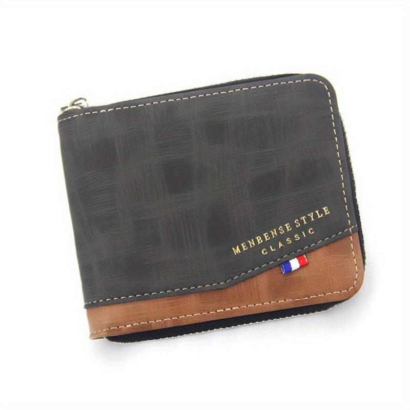 Men's Classic Vintage Zipper Short Wallets Slim Coin Pocket
