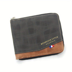 Men's Classic Vintage Zipper Short Wallets Slim Coin Pocket