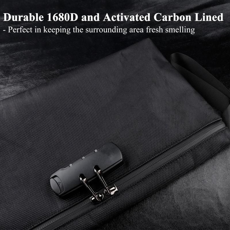 Men's Odor Resistant Bag With Lock - Carbon Lined Storage Bag