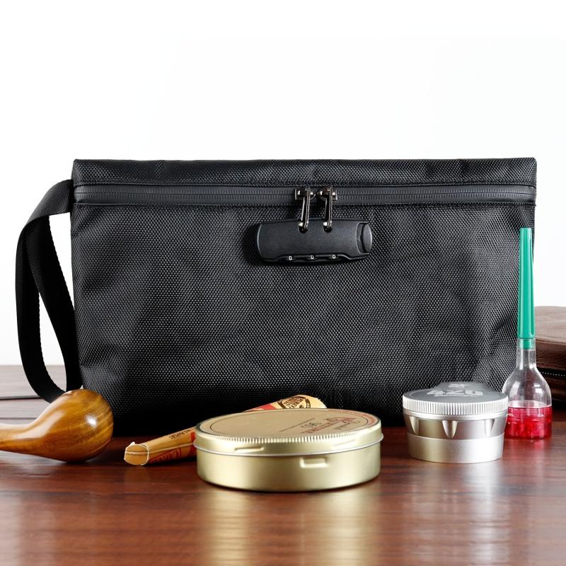 Men's Odor Resistant Bag With Lock - Carbon Lined Storage Bag