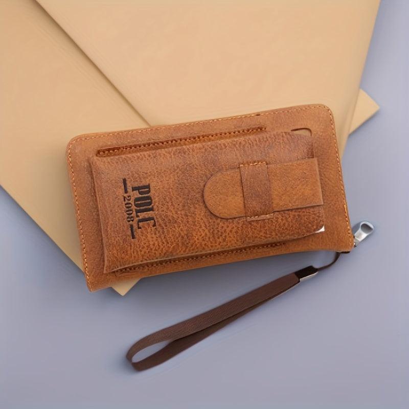 Leather Card Holder Zipper Wallet Purse Phone Bag Clutch