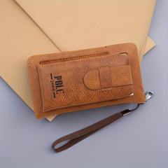 Leather Card Holder Zipper Wallet Purse Phone Bag Clutch