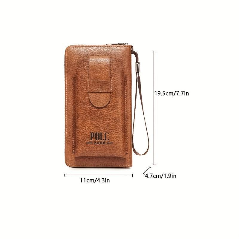 Leather Card Holder Zipper Wallet Purse Phone Bag Clutch