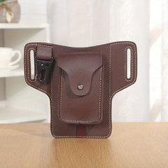Men's Leather Waist Bag Vertical Belt Clip Waterproof Coin Purse