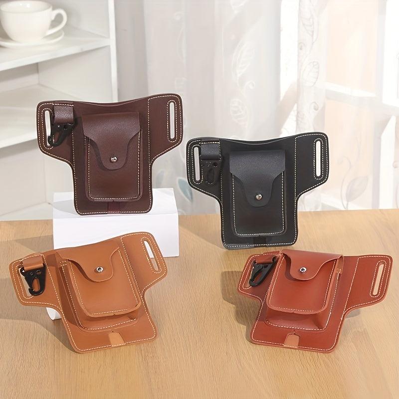 Men's Leather Waist Bag Vertical Belt Clip Waterproof Coin Purse