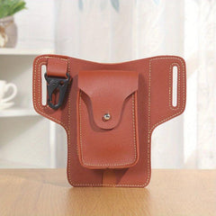 Men's Leather Waist Bag Vertical Belt Clip Waterproof Coin Purse