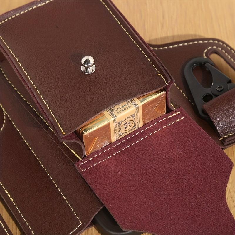 Men's Leather Waist Bag Vertical Belt Clip Waterproof Coin Purse