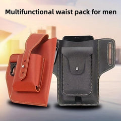 Men's Leather Waist Bag Vertical Belt Clip Waterproof Coin Purse