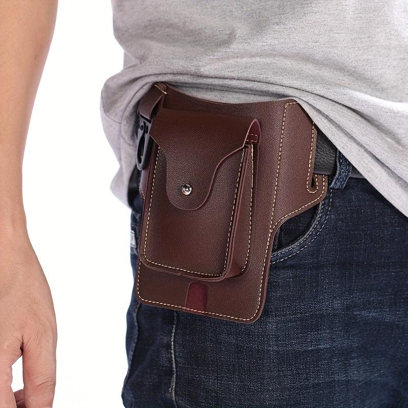 Men's Leather Waist Bag Vertical Belt Clip Waterproof Coin Purse