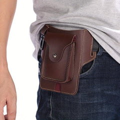 Men's Leather Waist Bag Vertical Belt Clip Waterproof Coin Purse