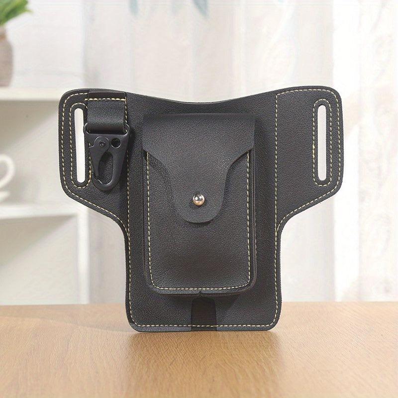 Men's Leather Waist Bag Vertical Belt Clip Waterproof Coin Purse
