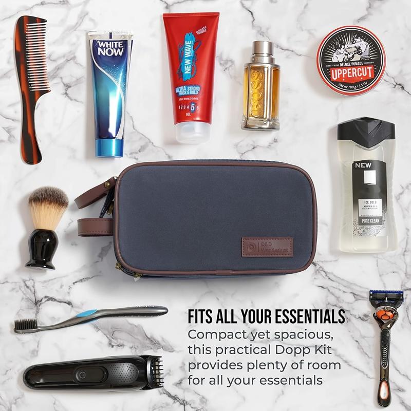 Large Men's Toiletry Bag With Leather Details
