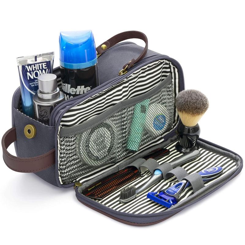 Large Men's Toiletry Bag With Leather Details