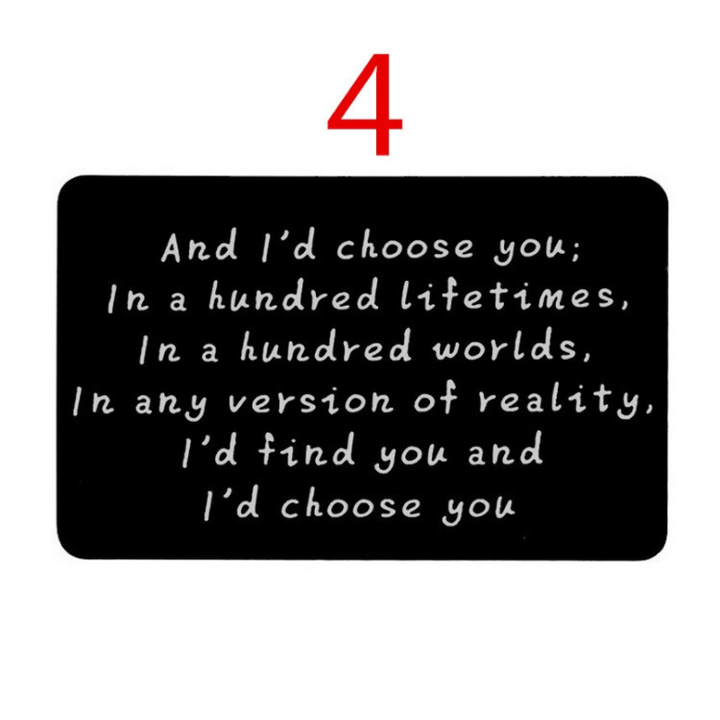 Stainless Steel Engraving Wallet Clip Card I Love You Postcard