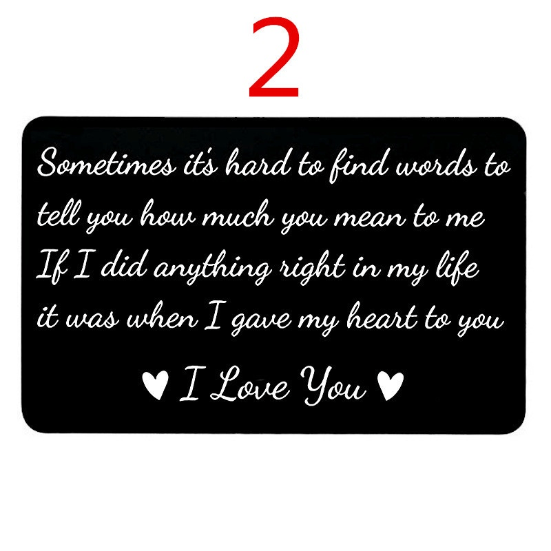 Stainless Steel Engraving Wallet Clip Card I Love You Postcard