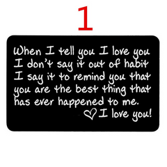 Stainless Steel Engraving Wallet Clip Card I Love You Postcard