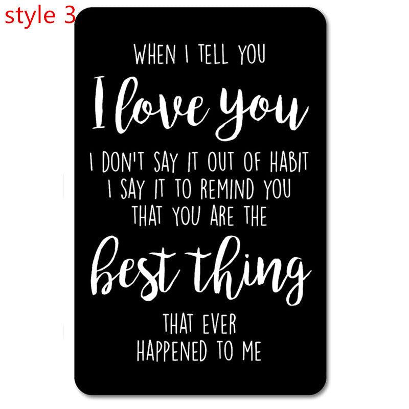 Engraved Aluminum Alloy Wallet Insert Love Note Card Romantic Gift