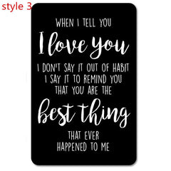 Engraved Aluminum Alloy Wallet Insert Love Note Card Romantic Gift