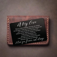 Engraved Aluminum Alloy Wallet Insert Love Note Card Romantic Gift