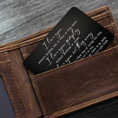 Engraved Aluminum Alloy Wallet Insert Love Note Card Romantic Gift