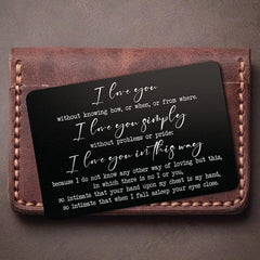 Engraved Aluminum Alloy Wallet Insert Love Note Card Romantic Gift