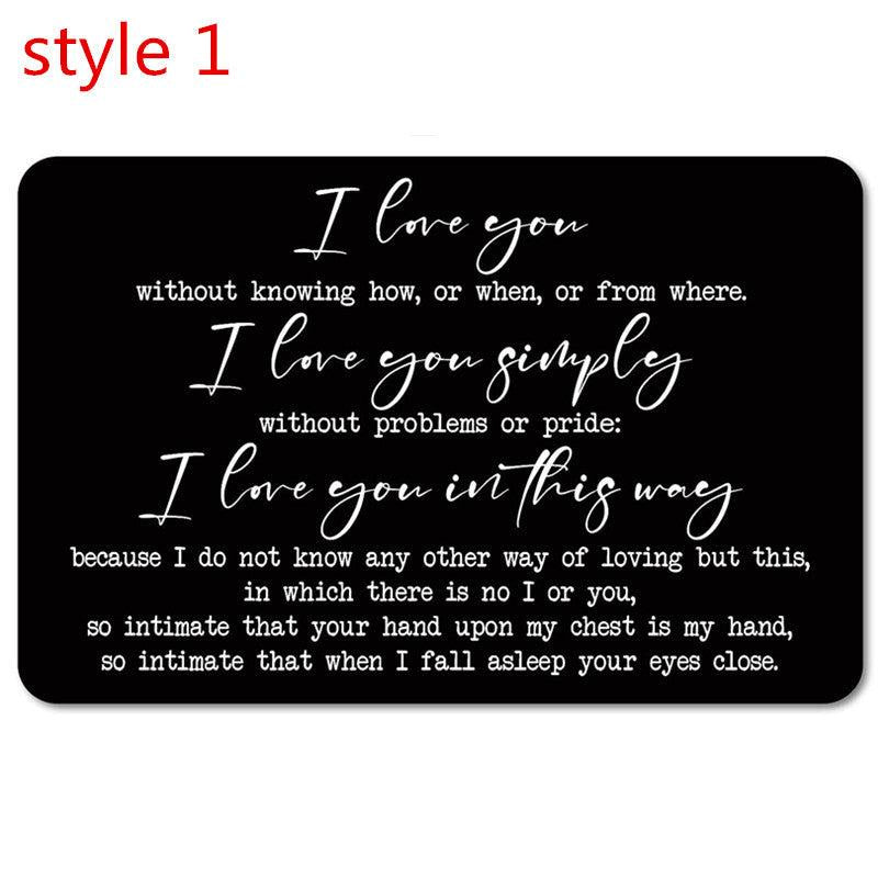 Engraved Aluminum Alloy Wallet Insert Love Note Card Romantic Gift