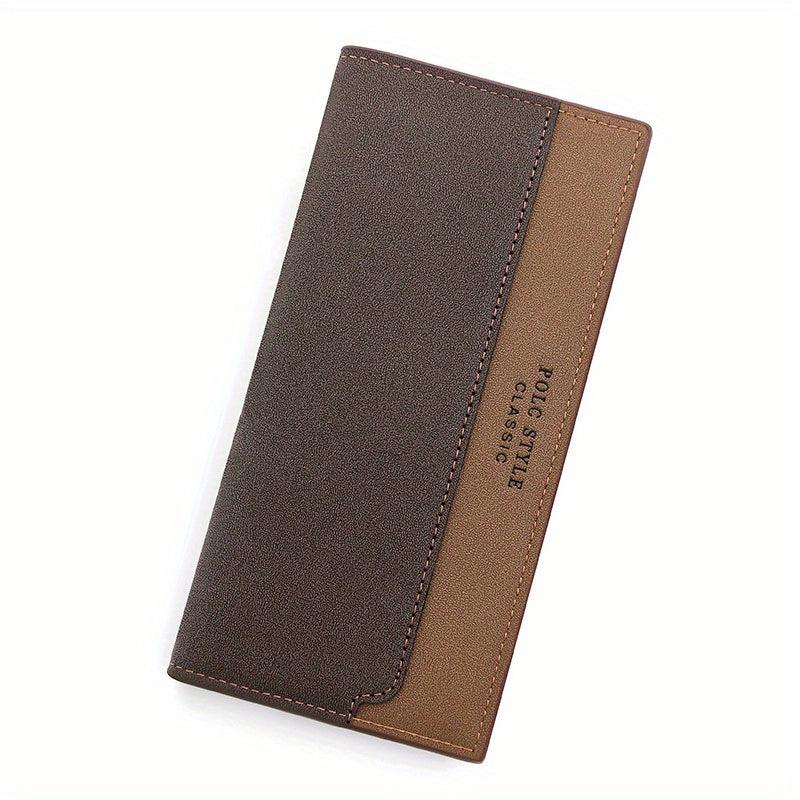 Men's Block Long Wallet Large Capacity