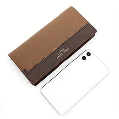 Men's Block Long Wallet Large Capacity