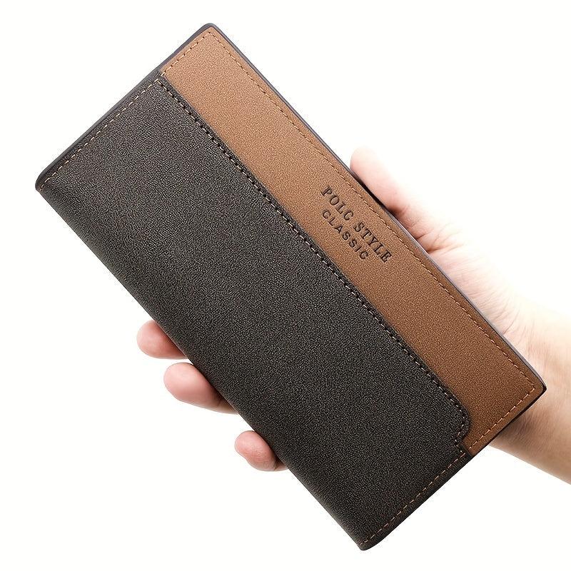 Men's Block Long Wallet Large Capacity