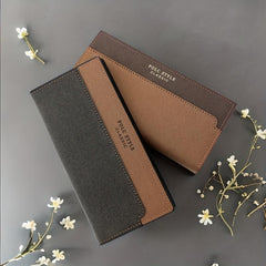 Men's Block Long Wallet Large Capacity