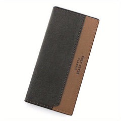 Men's Block Long Wallet Large Capacity