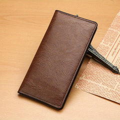 Men's Leather Long Wallet Bifold Card Slots Cash Purse Clutch Bag