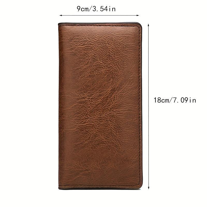 Men's Leather Long Wallet Bifold Card Slots Cash Purse Clutch Bag