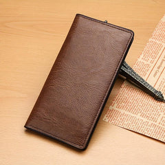 Men's Leather Long Wallet Bifold Card Slots Cash Purse Clutch Bag
