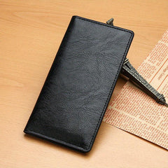 Men's Leather Long Wallet Bifold Card Slots Cash Purse Clutch Bag