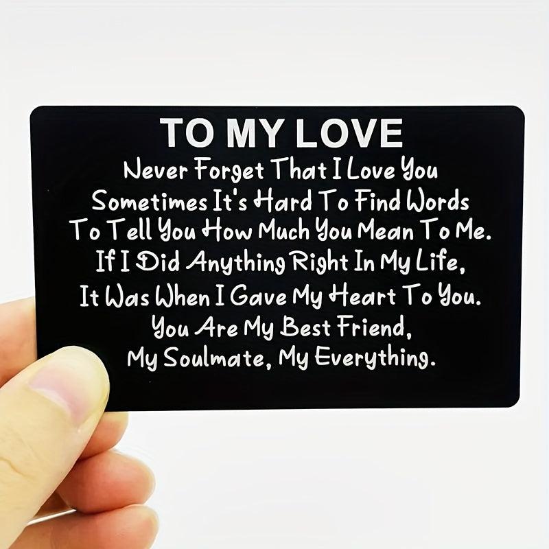 Engraved Aluminum Alloy Wallet Insert Card Love Note Romantic Gift