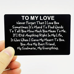 Engraved Aluminum Alloy Wallet Insert Card Love Note Romantic Gift