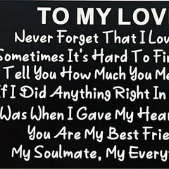 Engraved Aluminum Alloy Wallet Insert Card Love Note Romantic Gift