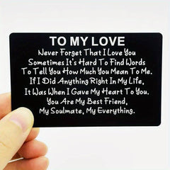 Engraved Aluminum Alloy Wallet Insert Card Love Note Romantic Gift