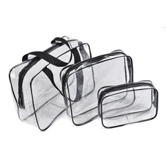 3 Transparent Zipper Makeup Bags Travel Toiletry Wash Bags