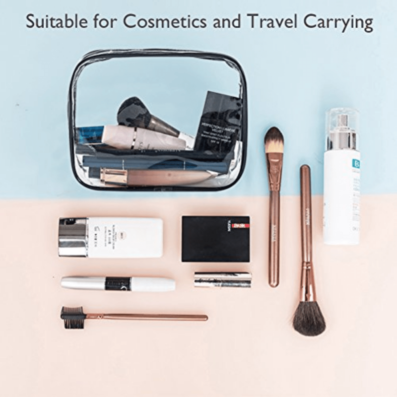 3 Transparent Zipper Makeup Bags Travel Toiletry Wash Bags