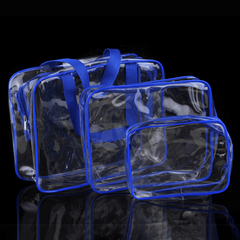 3 Transparent Zipper Makeup Bags Travel Toiletry Wash Bags