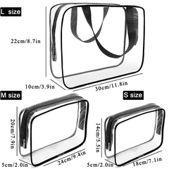 3 Transparent Zipper Makeup Bags Travel Toiletry Wash Bags
