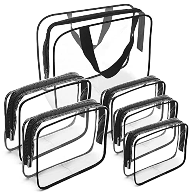 3 Transparent Zipper Makeup Bags Travel Toiletry Wash Bags