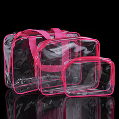 3 Transparent Zipper Makeup Bags Travel Toiletry Wash Bags