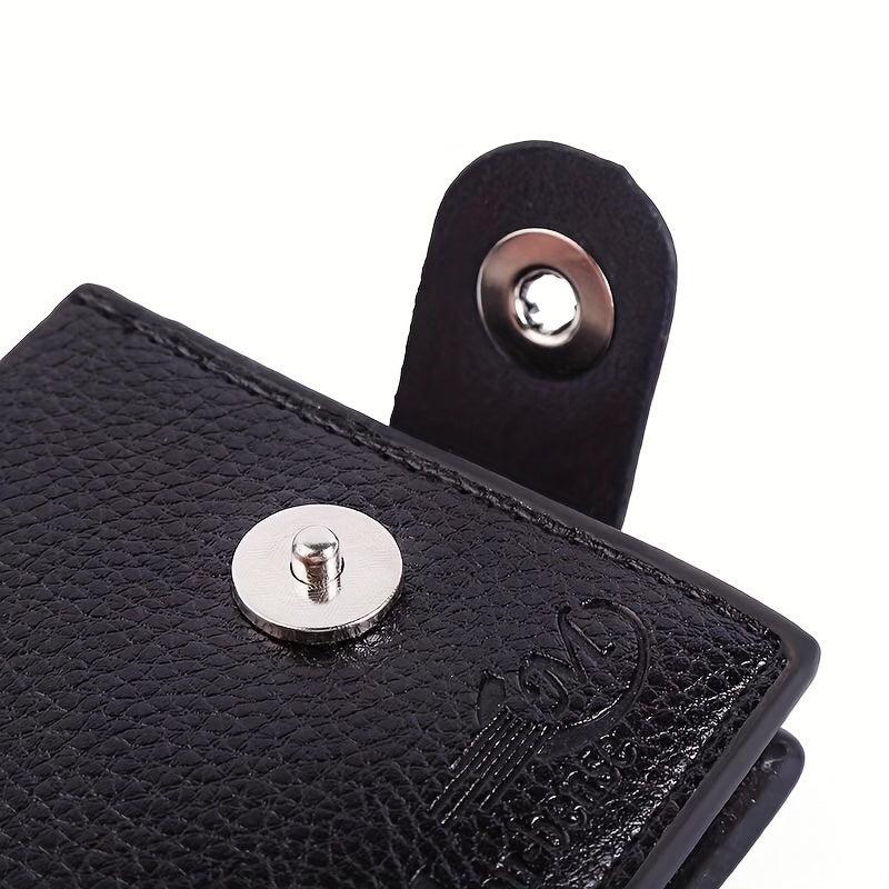 Men's PU Leather Short Wallet with Magnetic Buckle